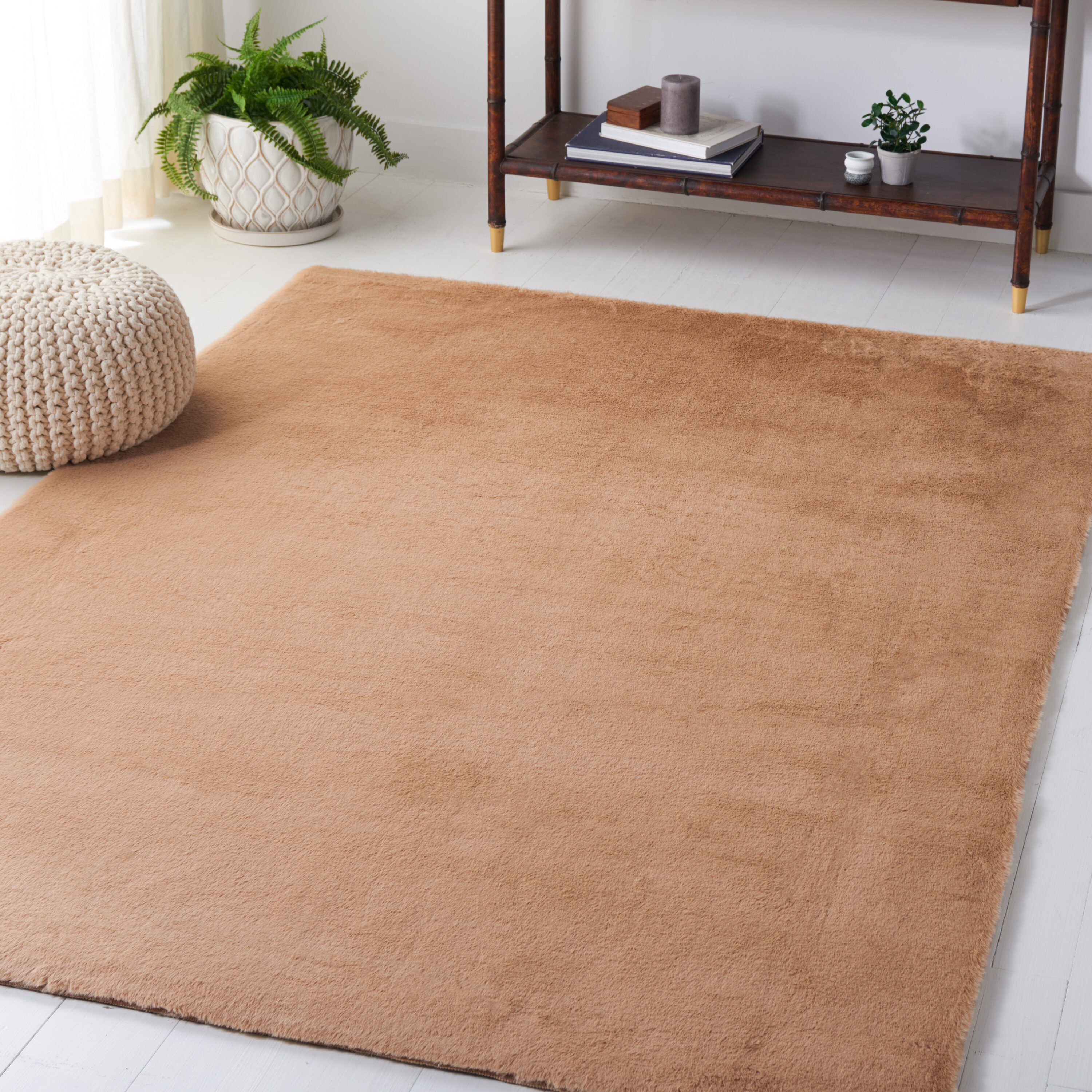 Safavieh FRF500B-3 Faux Rabbit Fur 3 x 5 (ft) Loomed Polyester Beige Rectangular Indoor Solid Machine washable Area rug