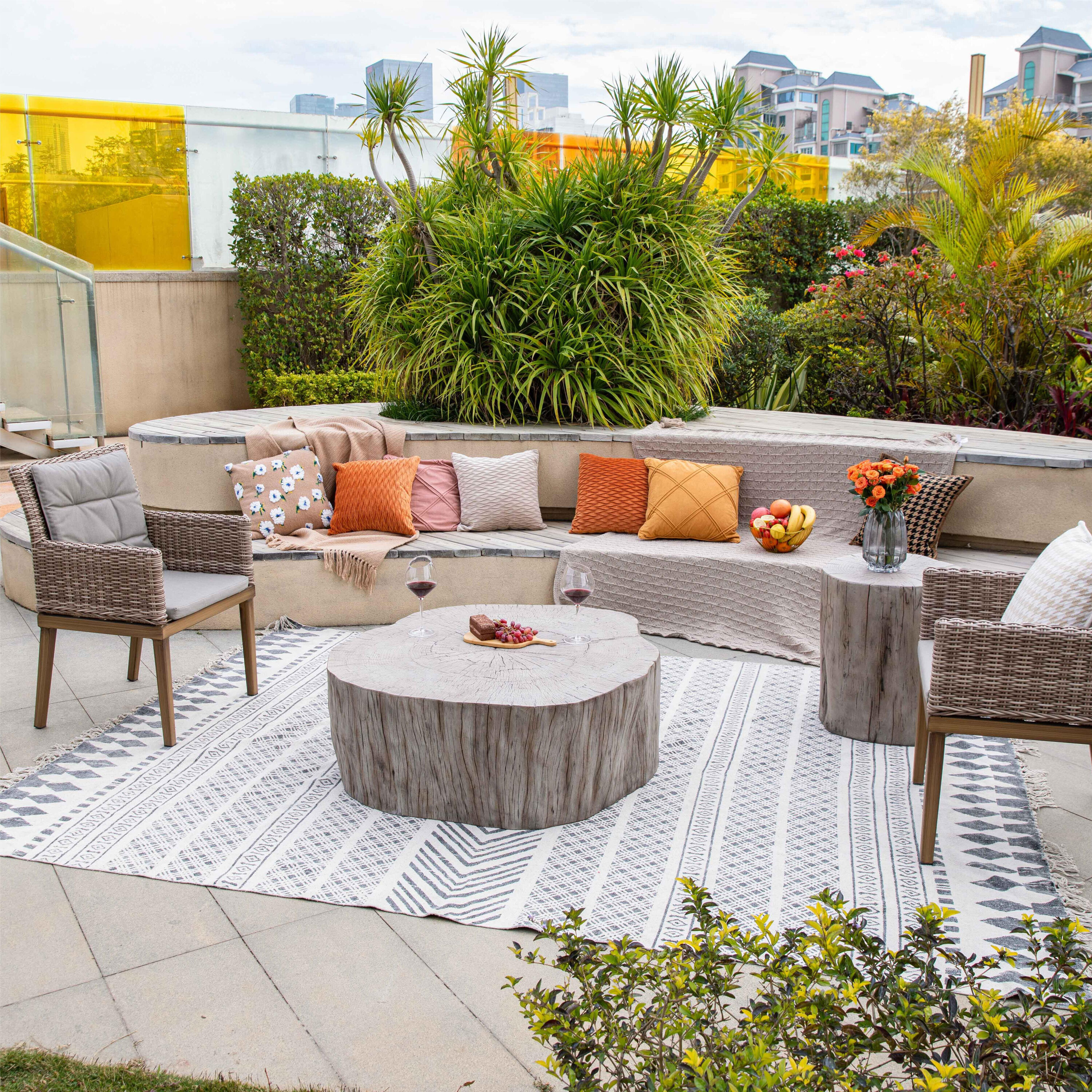 Moda Furnishings MD-FCG11-DW MD-FCG11-DW Oval Outdoor Coffee Table 39.4-in W x 41.7-in L