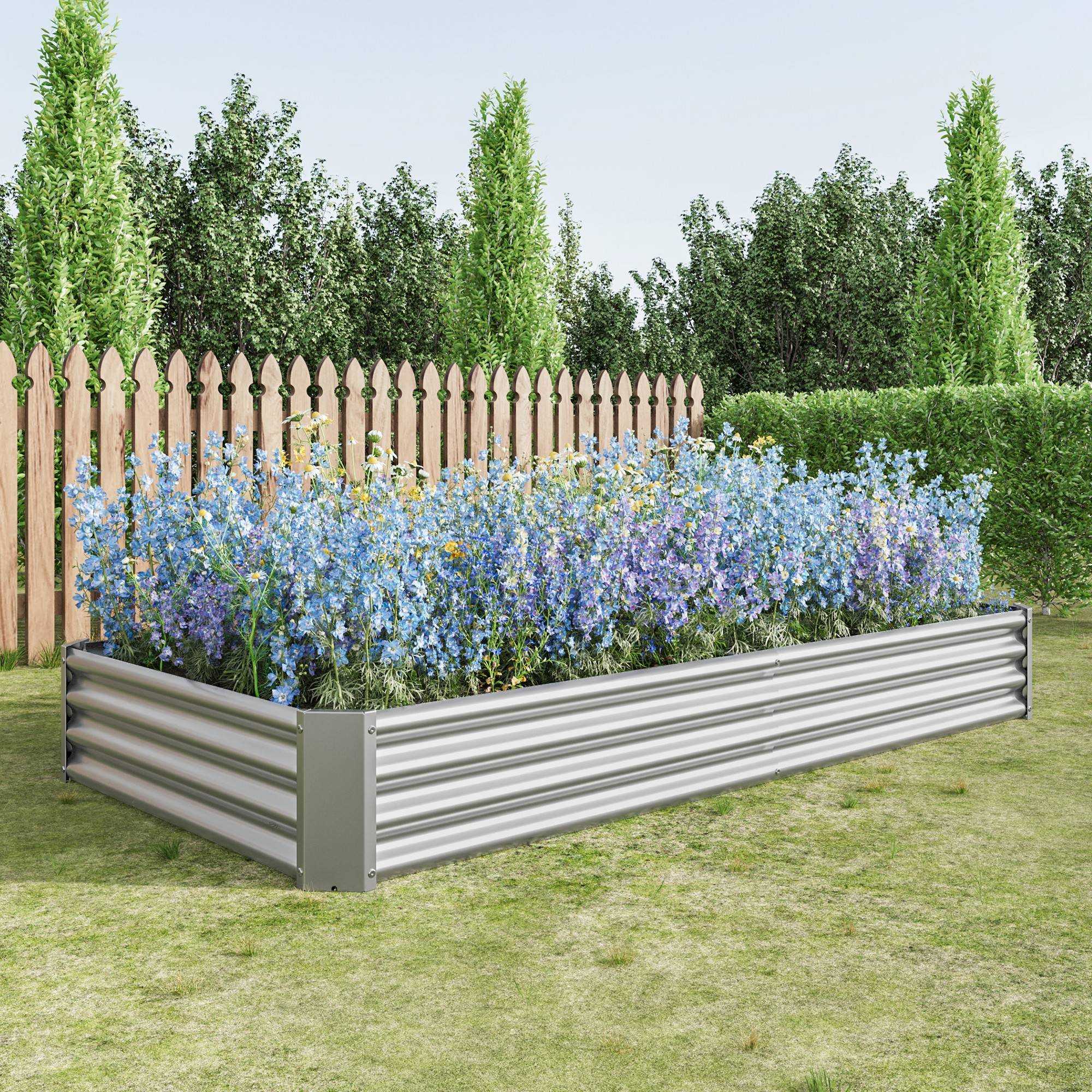 Yiekholo LL-1555AA 44.69-in W x 91.34-in L x 11.81-in H Silver Metal Raised Garden Bed