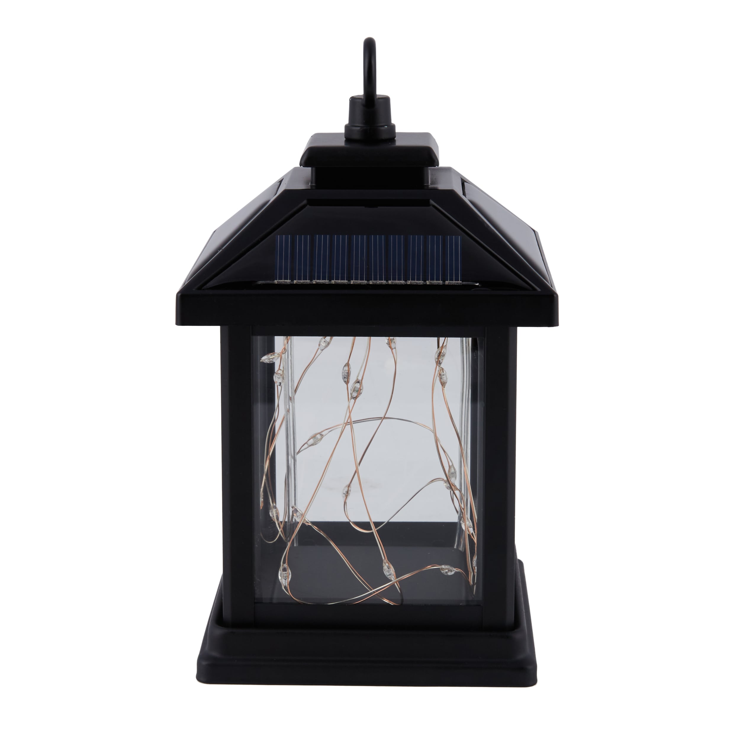allen + roth 4-in x 6.6-in Black Metal Solar Outdoor Decorative Lantern in  the Outdoor Decorative Lanterns department at