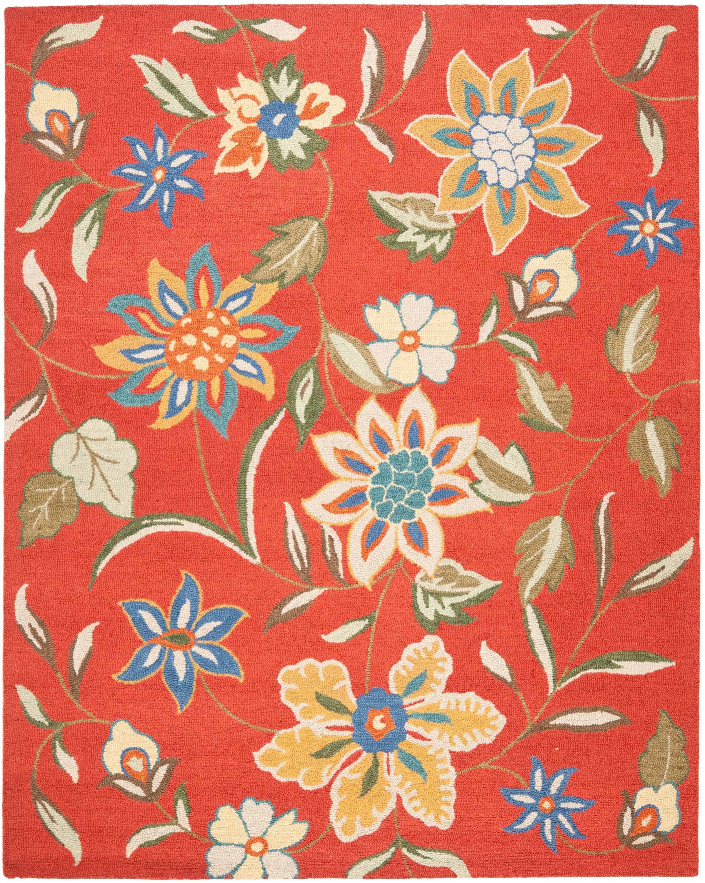Ivory Floral Hand-Knotted Wool Area Rug 8' x 10'