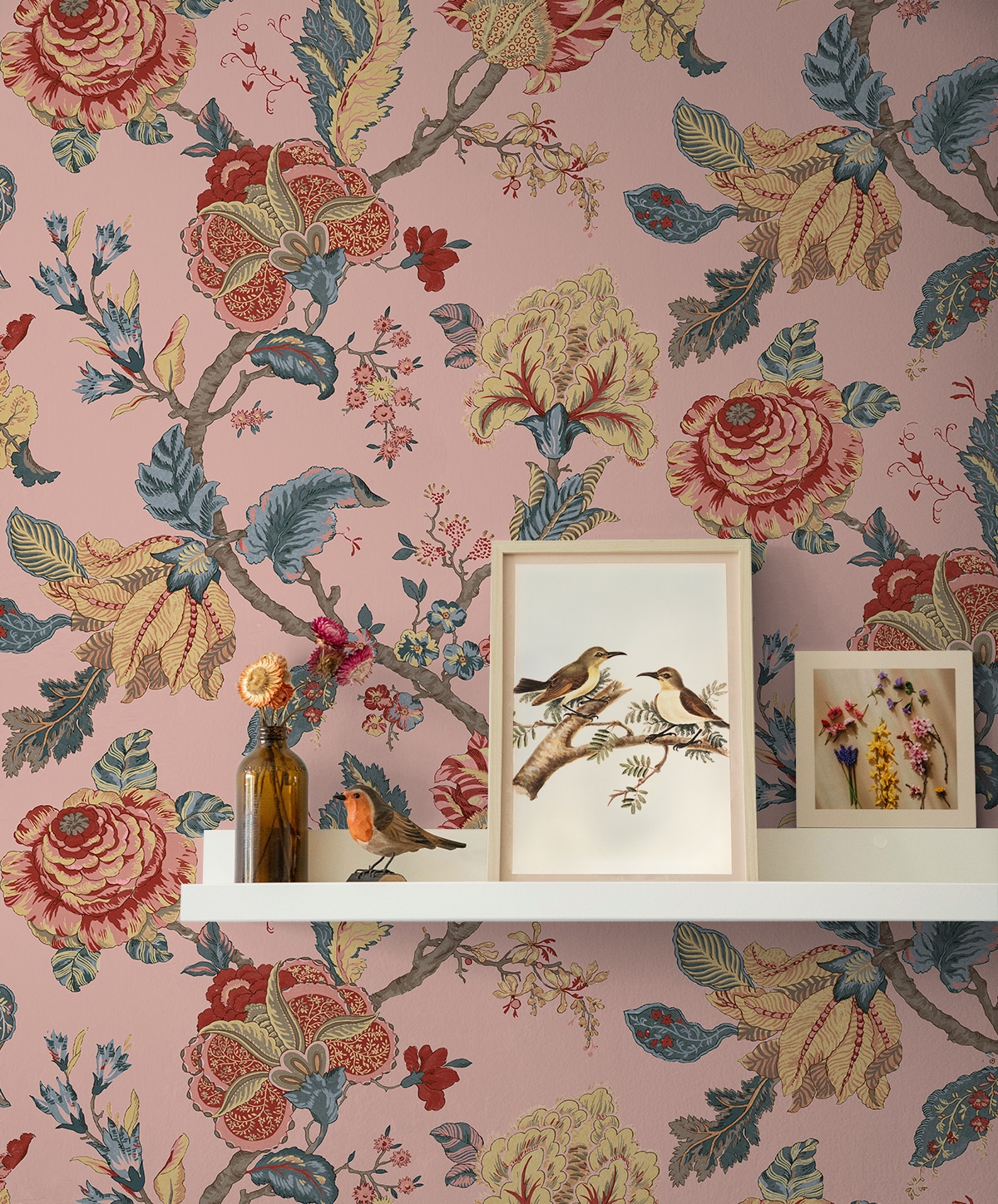 Blush Floral Jacobean Peel and Stick Wallpaper