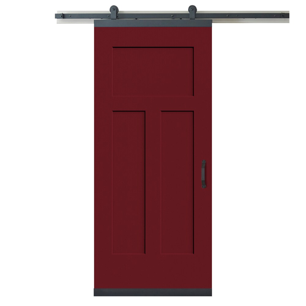 RELIABILT LO1344995 36-in x 80-in Barn Red Molded composite Hollow core Single Barn Door (Hardware Included)