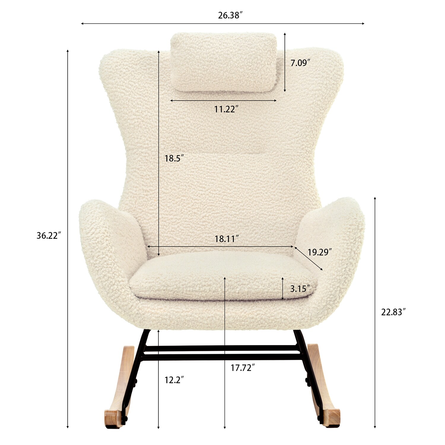 GZMR Rocking Chair Modern Beige Rocking Chair at Lowes.com