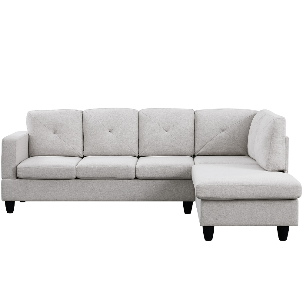 GDFStudio 328262 Light Gray Linen Sectional Sofa with Right Facing Chaise