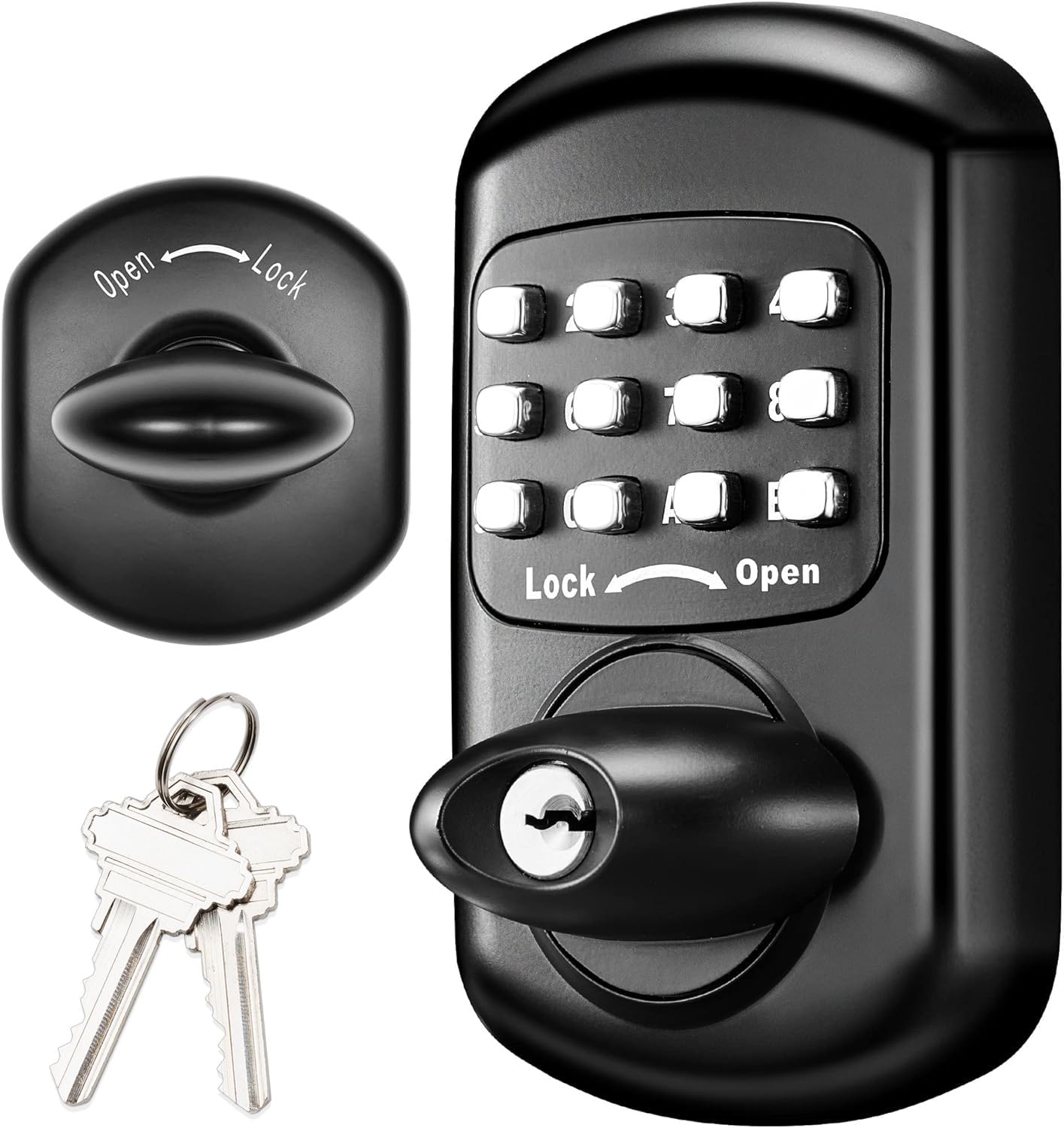 Adrinfly  Keyless Entry Keypad Deadbolt Digital and Mechanical Door Lock Black for Front Doors durable home and garden accessory designed for
