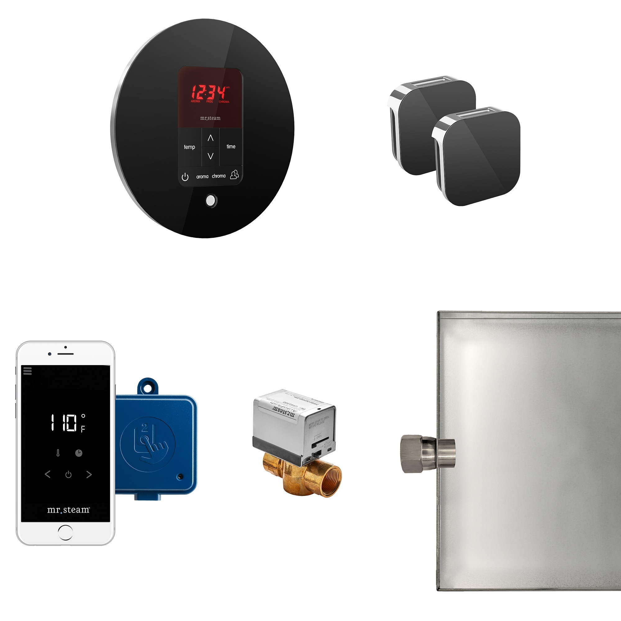 Mr. Steam MSBUTLERXRD-BK 120-Watt Glass Black Steam generator control kit
