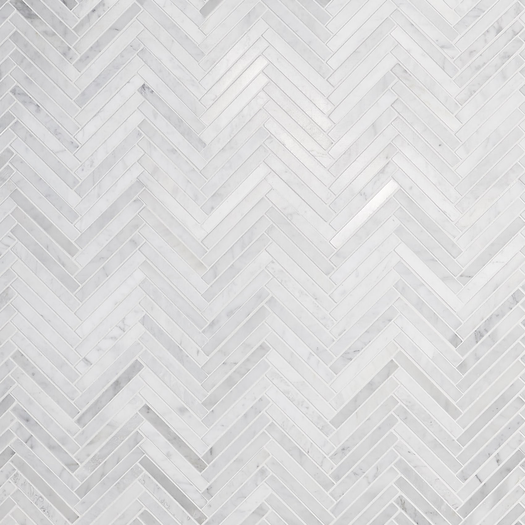 Carrara White Polished Marble Herringbone Mosaic Tile