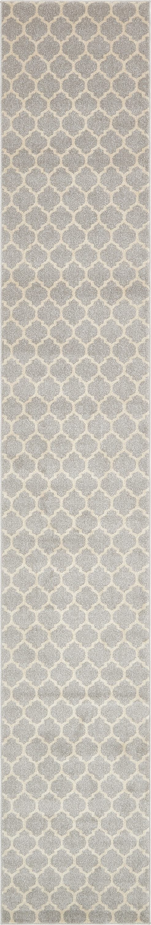 Unique Loom 3128605 Philadelphia Trellis 2 x 16 (ft) Loomed Polypropylene Light Gray/Beige Rectangular Indoor Geometric Industrial Runner rug