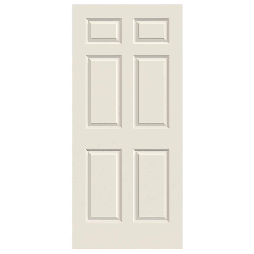 JELD-WEN Colonist 36-in x 80-in 6-panel Hollow Core Primed Molded Composite Slab Door in Off-White | 686