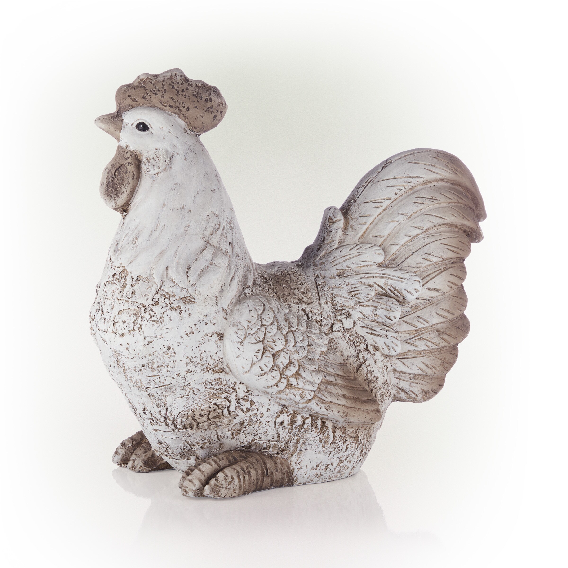 Alpine Corporation 14-in H x 8-in W White Rooster Garden Statue in the ...