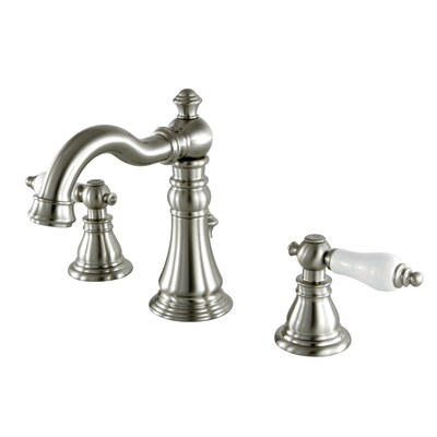 Kingston Brass American Patriot Brushed Nickel 2 Handle Widespread Bathroom Sink Faucet With Drain In The Faucets Department At Com - Polished Nickel Widespread Bathroom Sink Faucet Cartridge