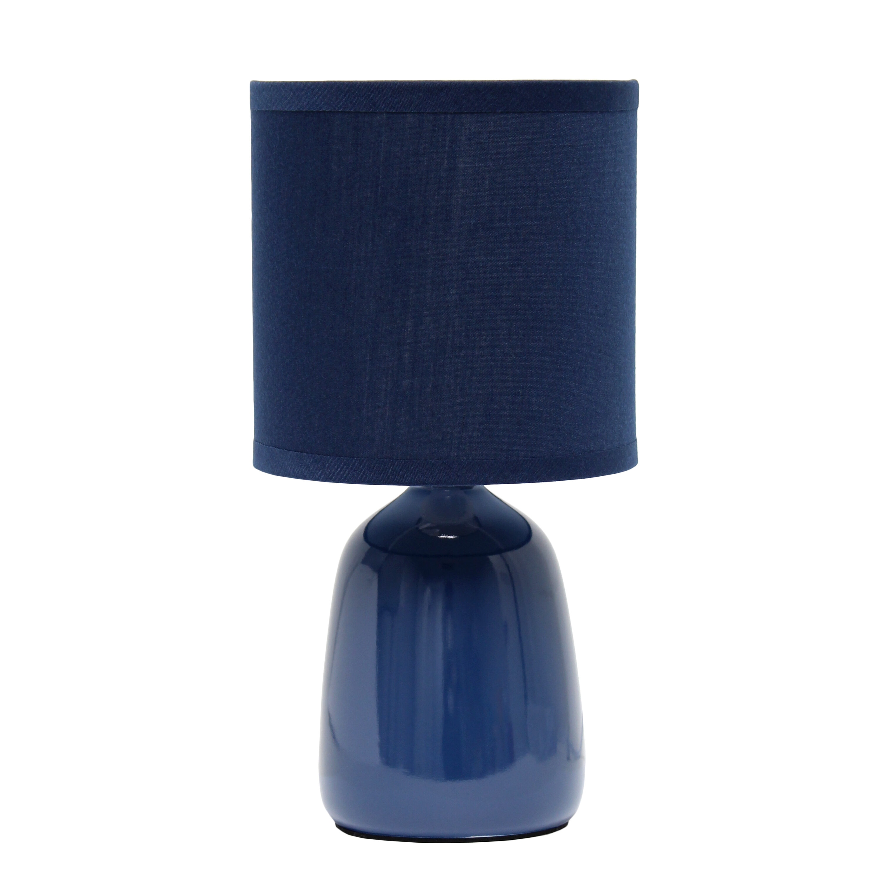 Simple Designs LT1134-NAV 10.04-Inches Navy Blue LED Incandescent Table Lamp with Fabric Shade