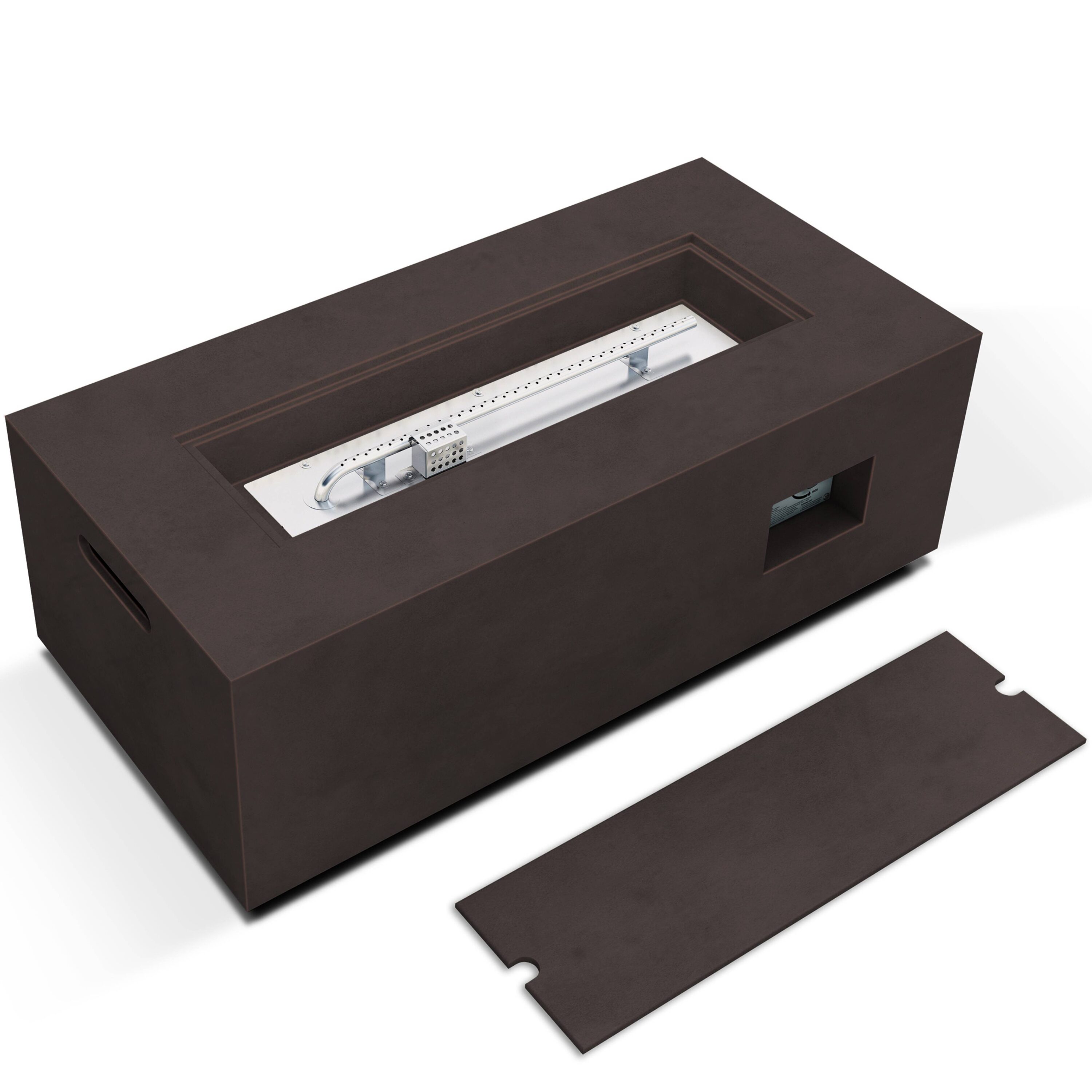 KANTE CT-GFP-R01-81920 20.5-in W Light Brown Portable Concrete Rectangle Propane Gas Fire Pit