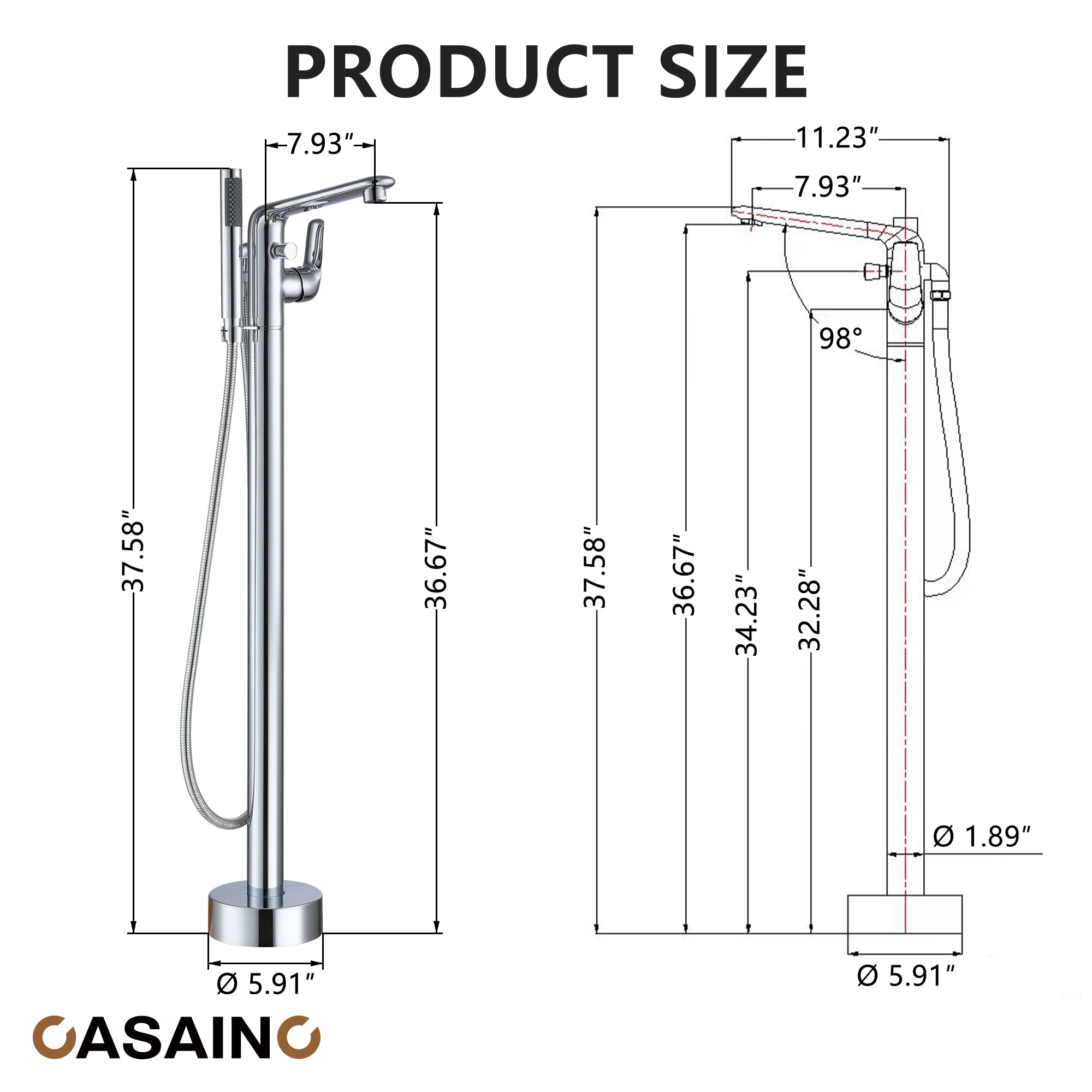 CASAINC KCLT0054-CP Roman-Tub-Faucets - View #5