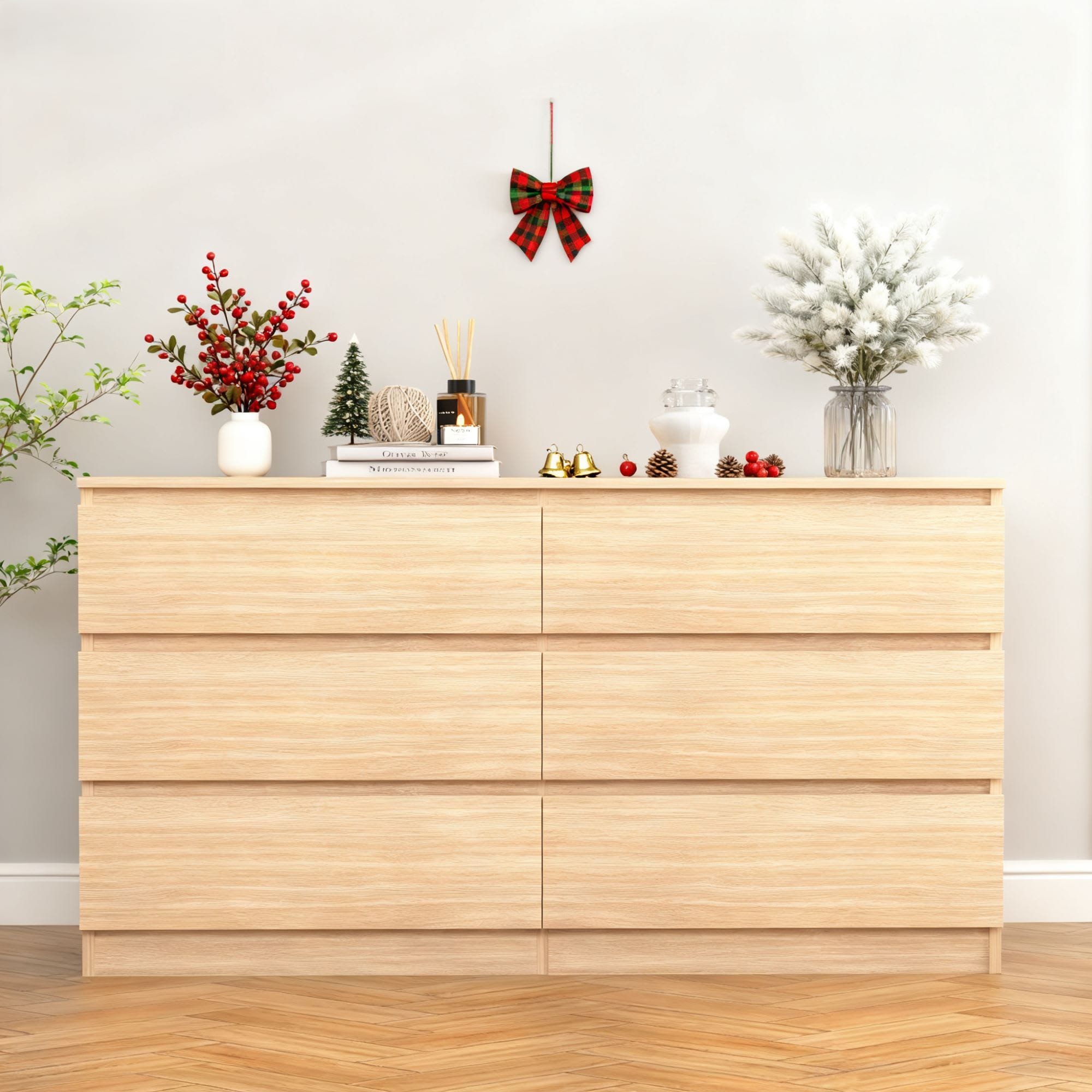 CIPACHO  6 Drawer Double Dresser Modern Chest of Drawers with Wide Storage for Closet