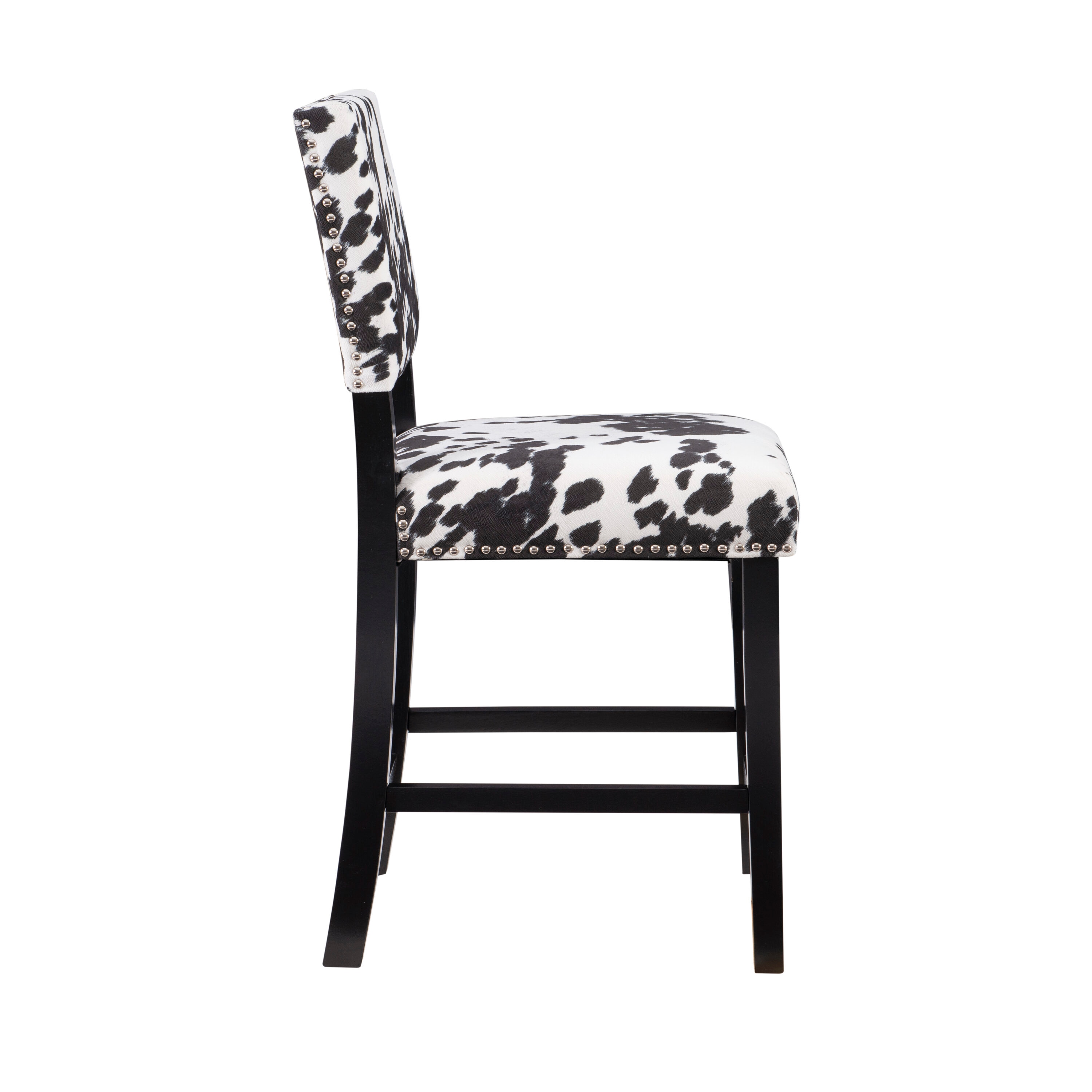 Clayton 24" Black Leather and Wood Swivel Counter Stool