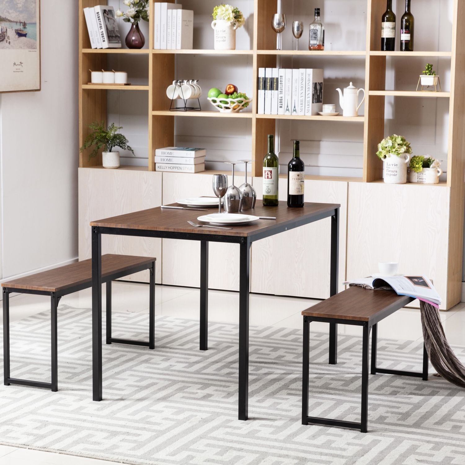 JASMODER W50172153 Dark Brown Contemporary/Modern Dining Room Set with Rectangular Table ( Seats 4 )