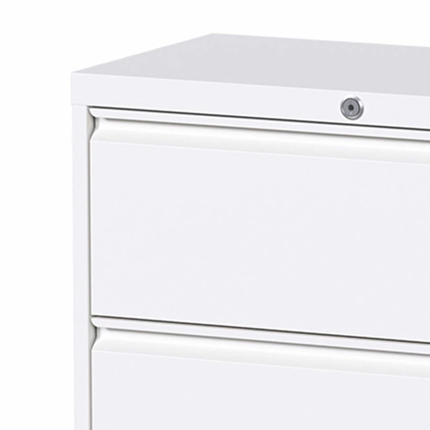 White Metal Lockable 2-Drawer Lateral Filing Cabinet