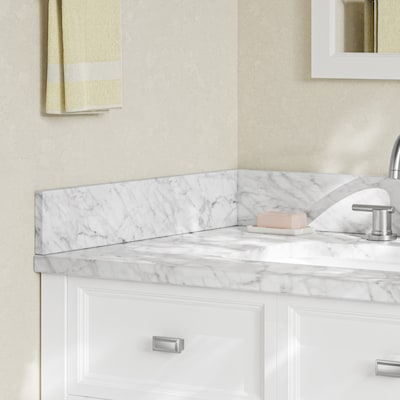 4-in H x 21-in L Italian Carrara Natural Marble Bathroom Side Splash 4-in H x 21-in L Italian Carrara Natural Marble Bathroom Side Splash