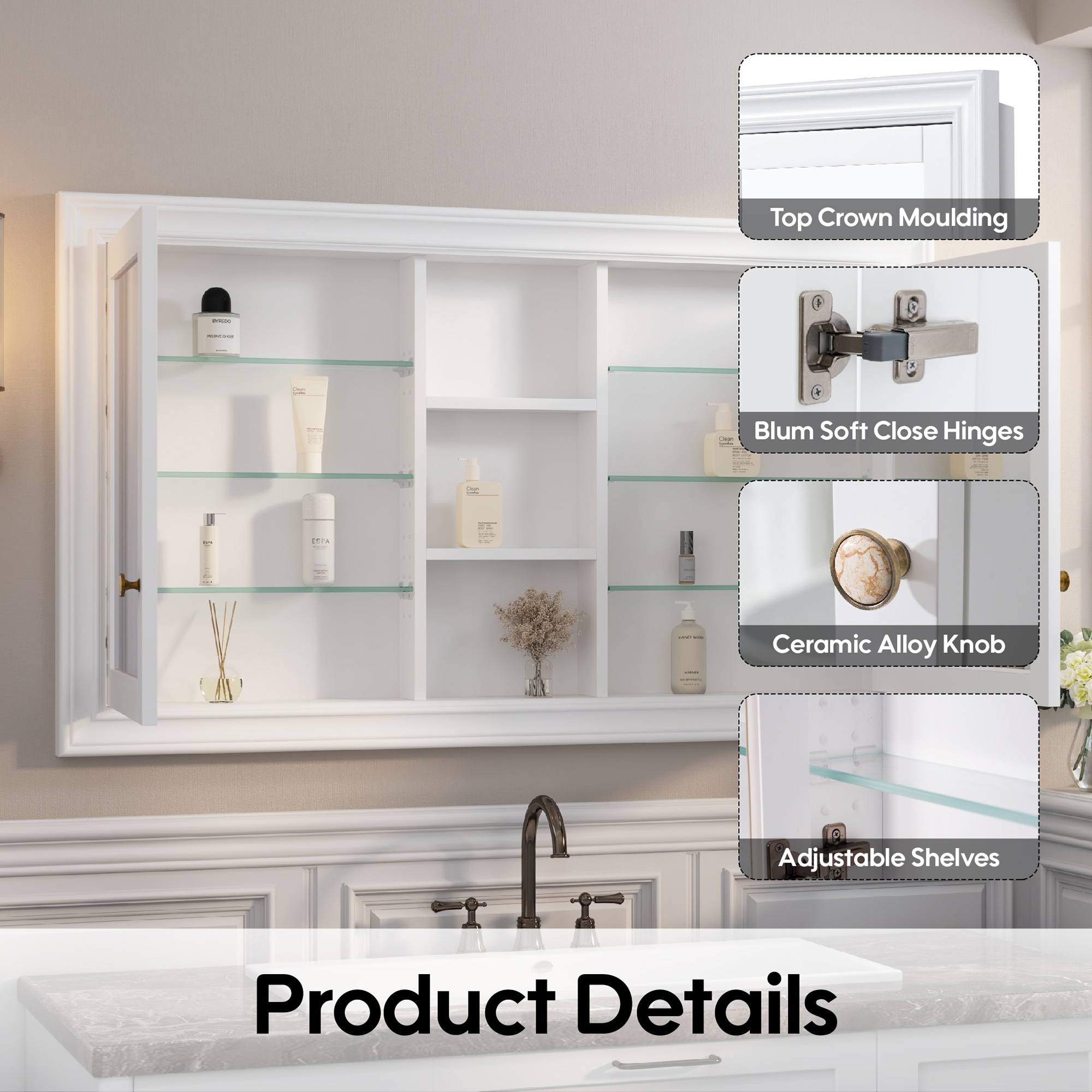 Forclover FMF5532-WT Bathroom-Medicine-Cabinets - View #3