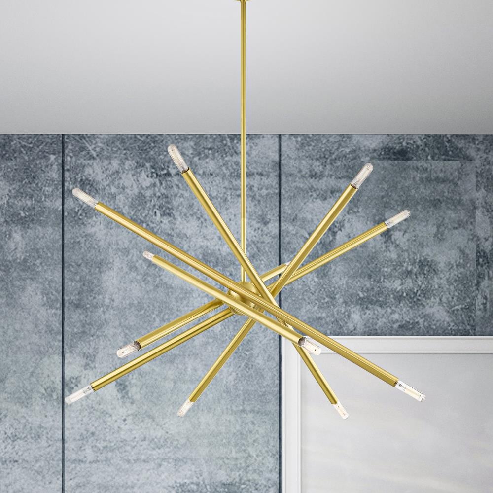 Satin Brass Sputnik 12-Light Chandelier with Adjustable Stems