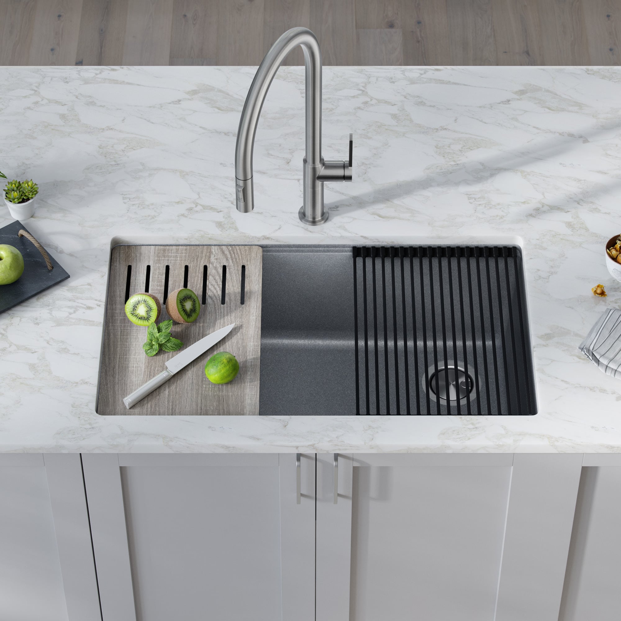 Kraus KGUW2-33MGR Kitchen-Sinks - View #3