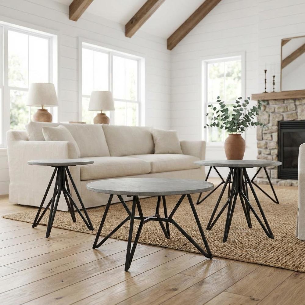 FurniFact BO3942321WHT Accent-Table-Sets - View #2