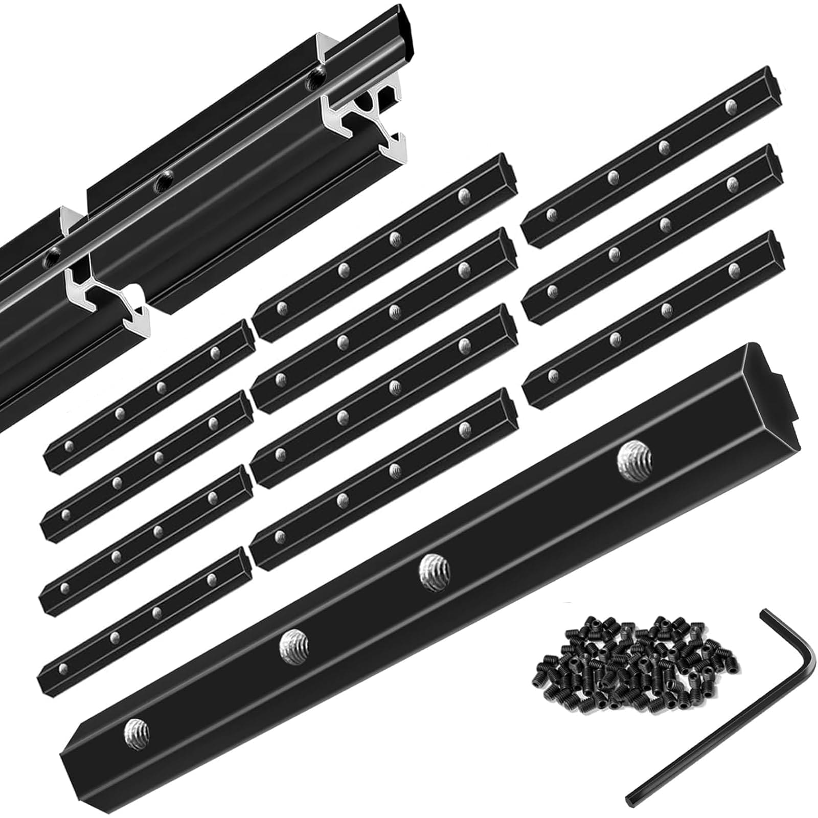 UUDULY  12pcs 2020 Straight Connector Corner Bracket Joint Plate Hardware T Slotted Accessories with Screws for 8020 Aluminum Profile 3D Printer