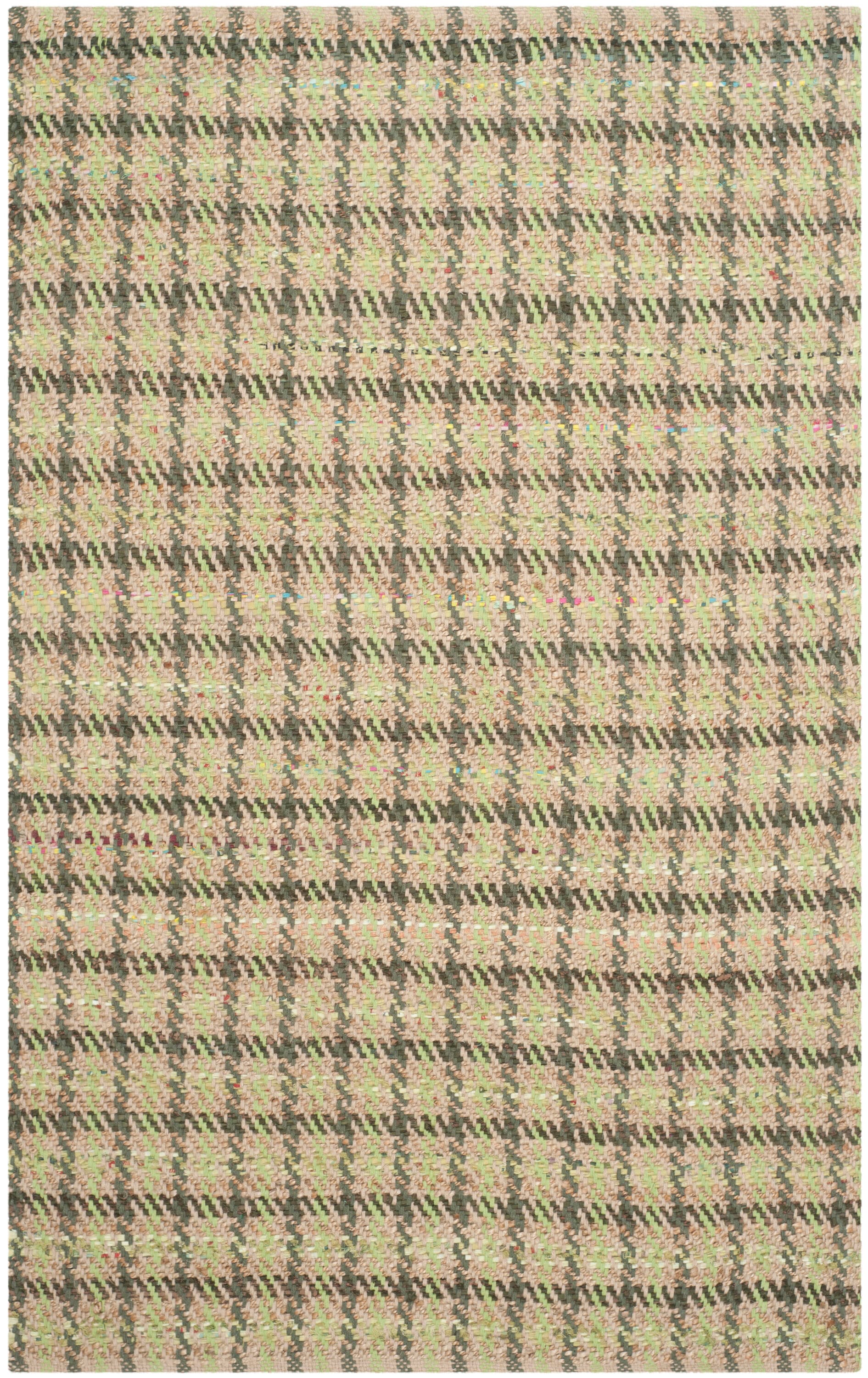 Green and Natural Cotton Flat Woven Reversible 4' x 6' Rug