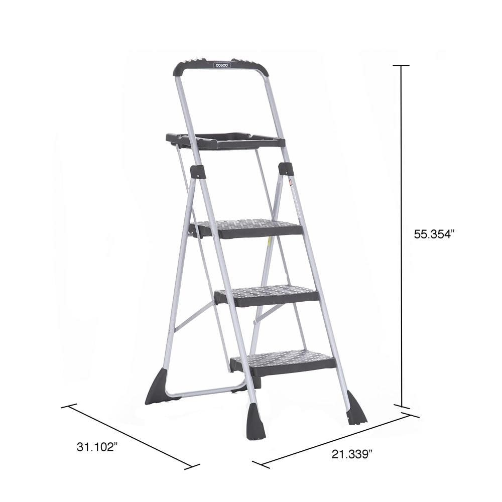 Cosco 3-Step 225 lbs. Capacity Black Steel Foldable Step Stool at Lowes.com