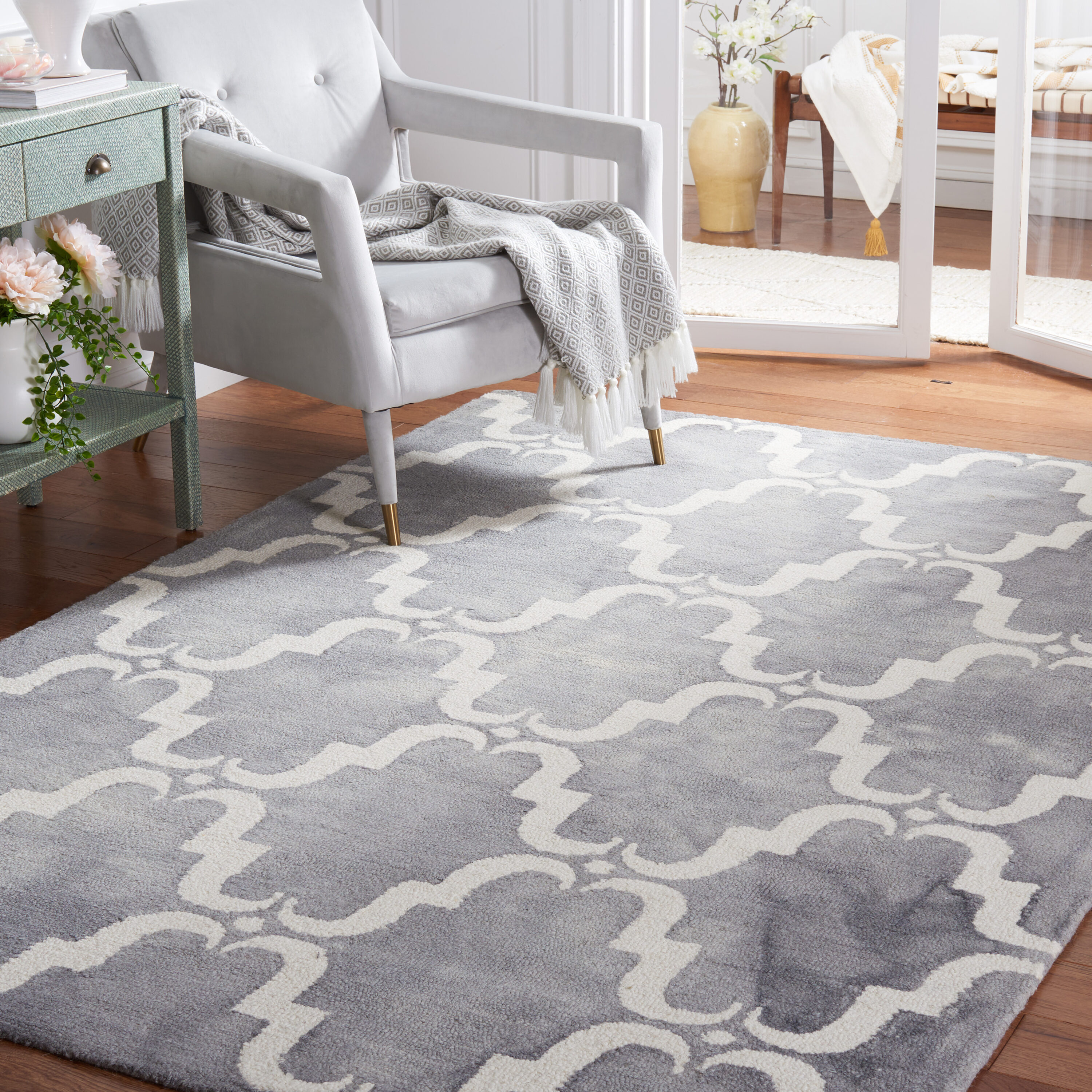  Dip Dye 536 Gray/Ivory Contemporary 5ft x 8ft Medium Rectangle Rug