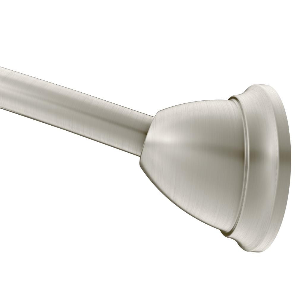Tension Mount Brushed Nickel, Adjustable Curved Tension Shower Curtain Rod