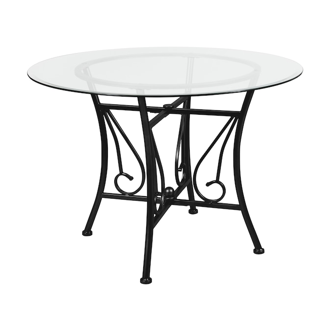 Flash Furniture Princeton Top Black, Round Wood Dining Table Base Only
