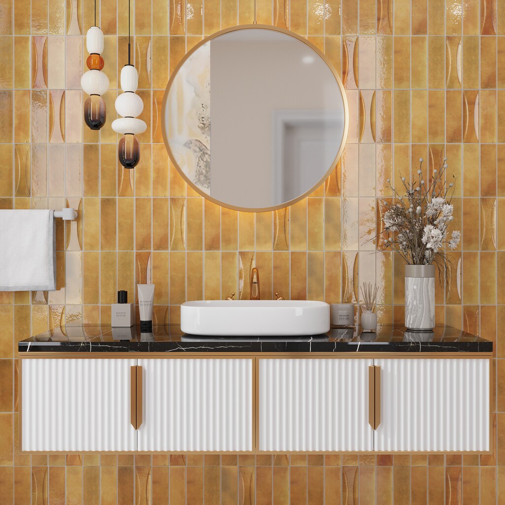 Honey Orange Glossy Ceramic Subway Wall and Floor Tile