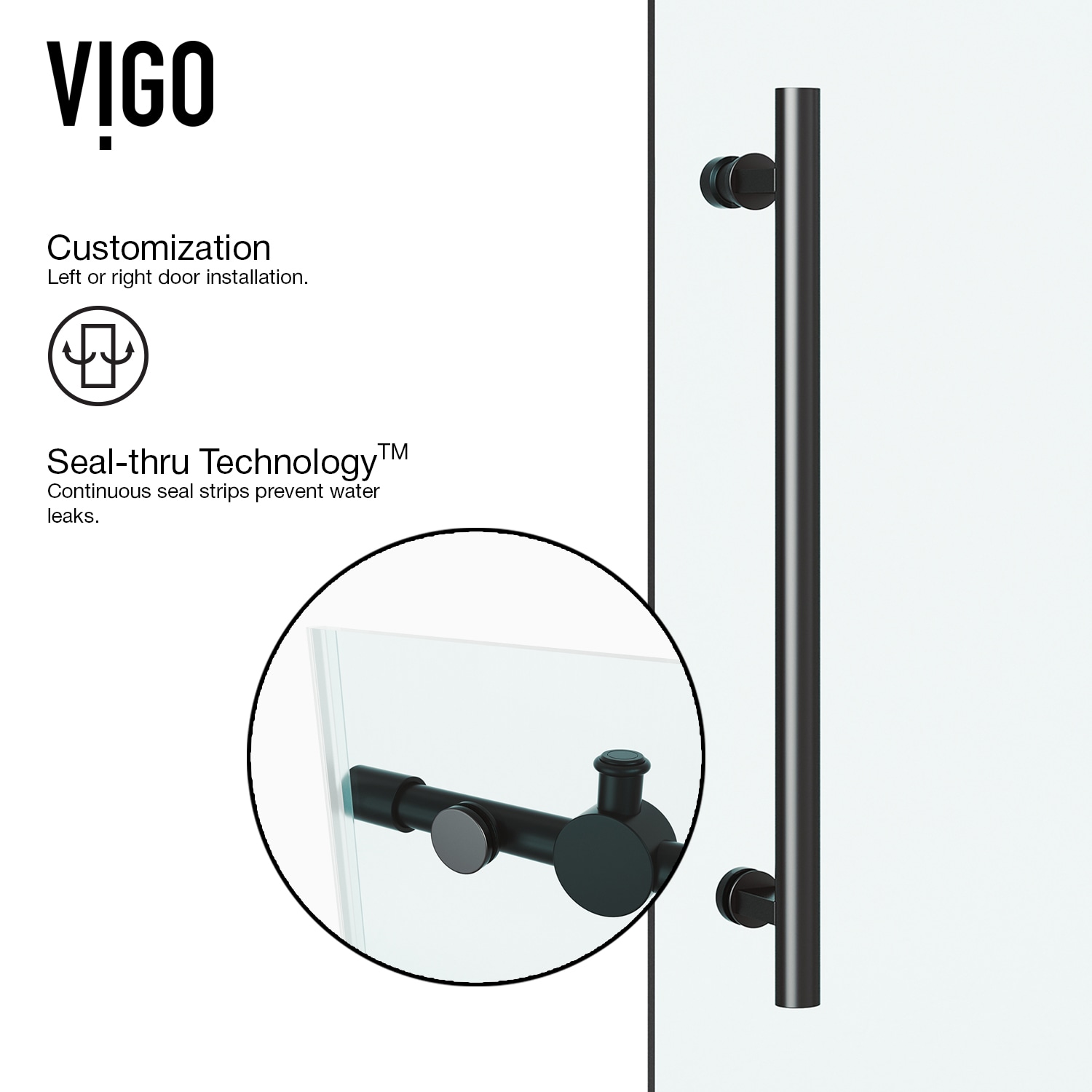 Winslow 46" Matte Black Frameless Sliding Shower Enclosure with Clear Glass