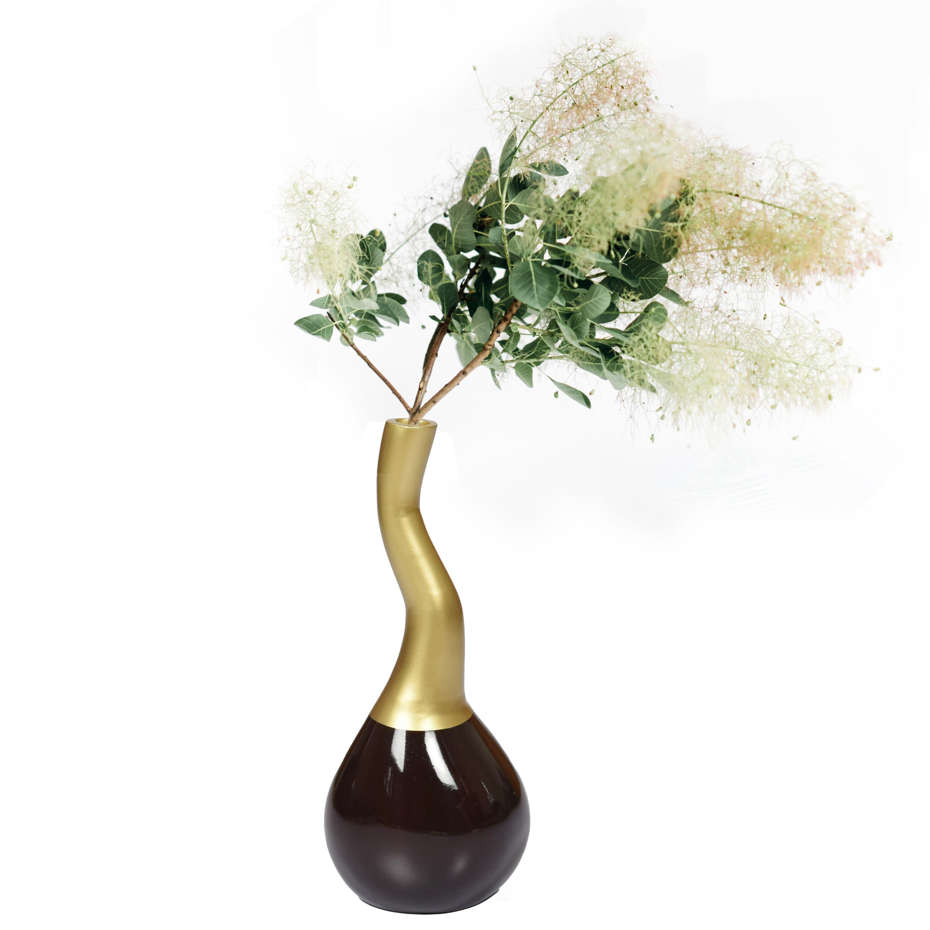 Uniquewise QI004136 Black Aluminum Modern Vase