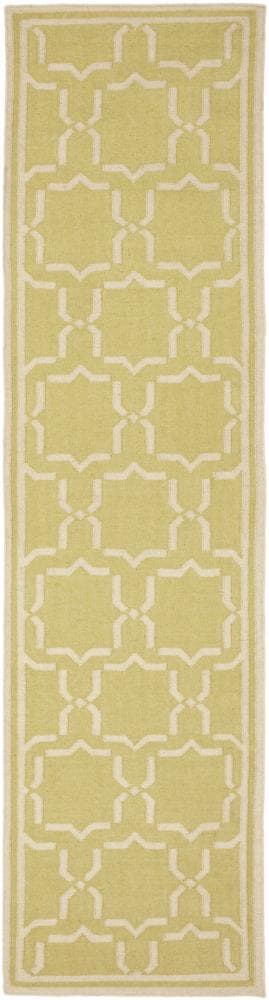 Safavieh DHU545C-210 Dhurries Talia 2 x 10 (ft) Wool Light Green/Ivory Rectangular Indoor Geometric Coastal Runner rug