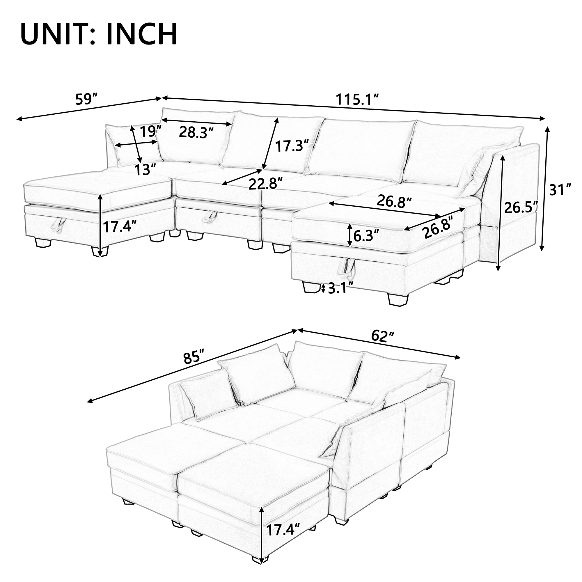 JIMSMAISON JMUSSO28LGRN Sofas-Loveseats - View #5