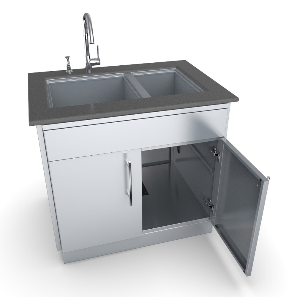Fobest Stainless Steel Outdoor Kitchen Sink Cabinet with Storage Tray