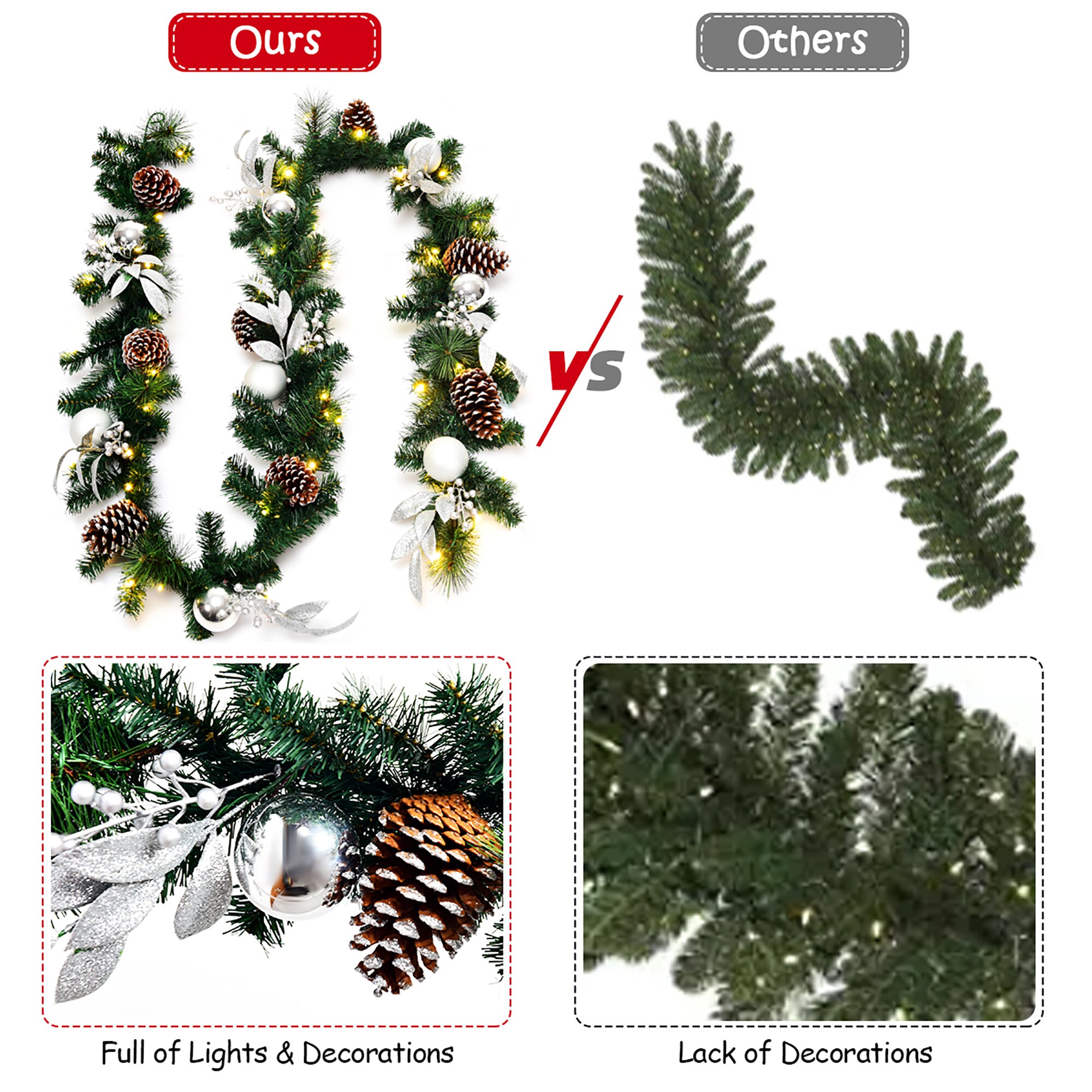 Costway CM22796 Artificial-Christmas-Garland - View #4