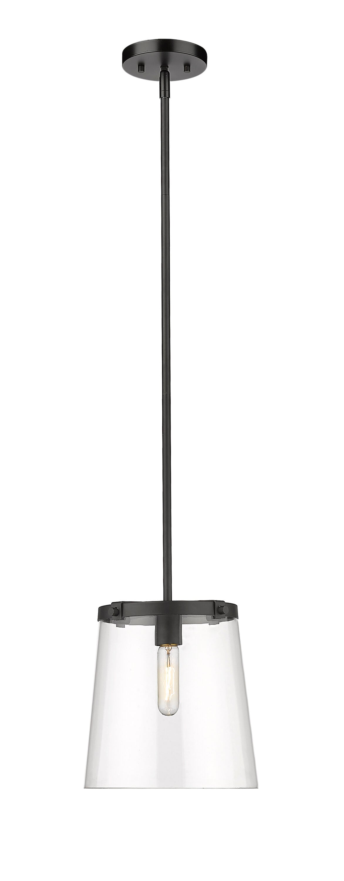 Callista Matte Black Hand-Crafted Glass Pendant Light
