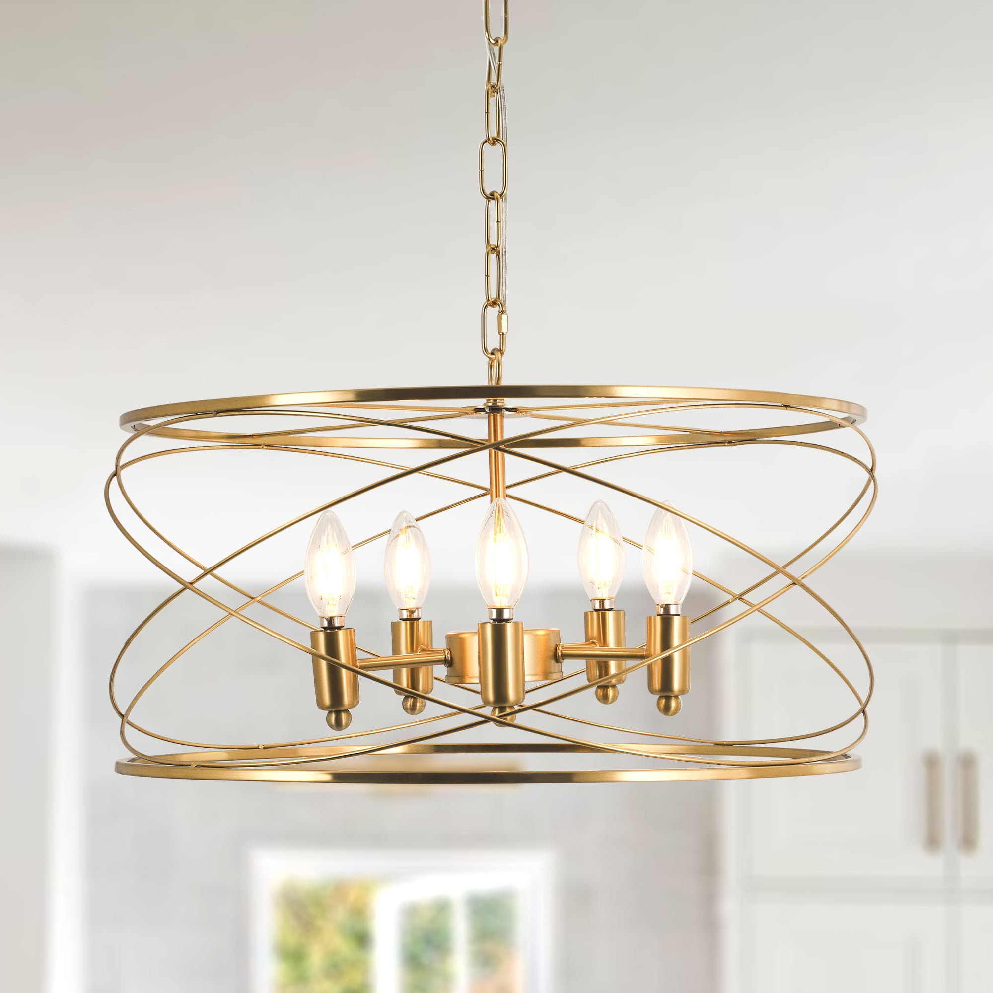 Bella Depot MZDR4089 Geometry 6 -Light Polished Brass Modern/contemporary For Use in Bedrooms, Dining Rooms, Foyers, Kitchens, Living Rooms Chandelier