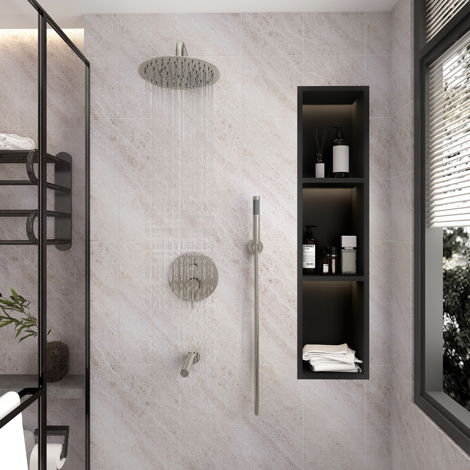 Mondawe WF6610GL-10RG Showerhead-Bar-Panels - View #3