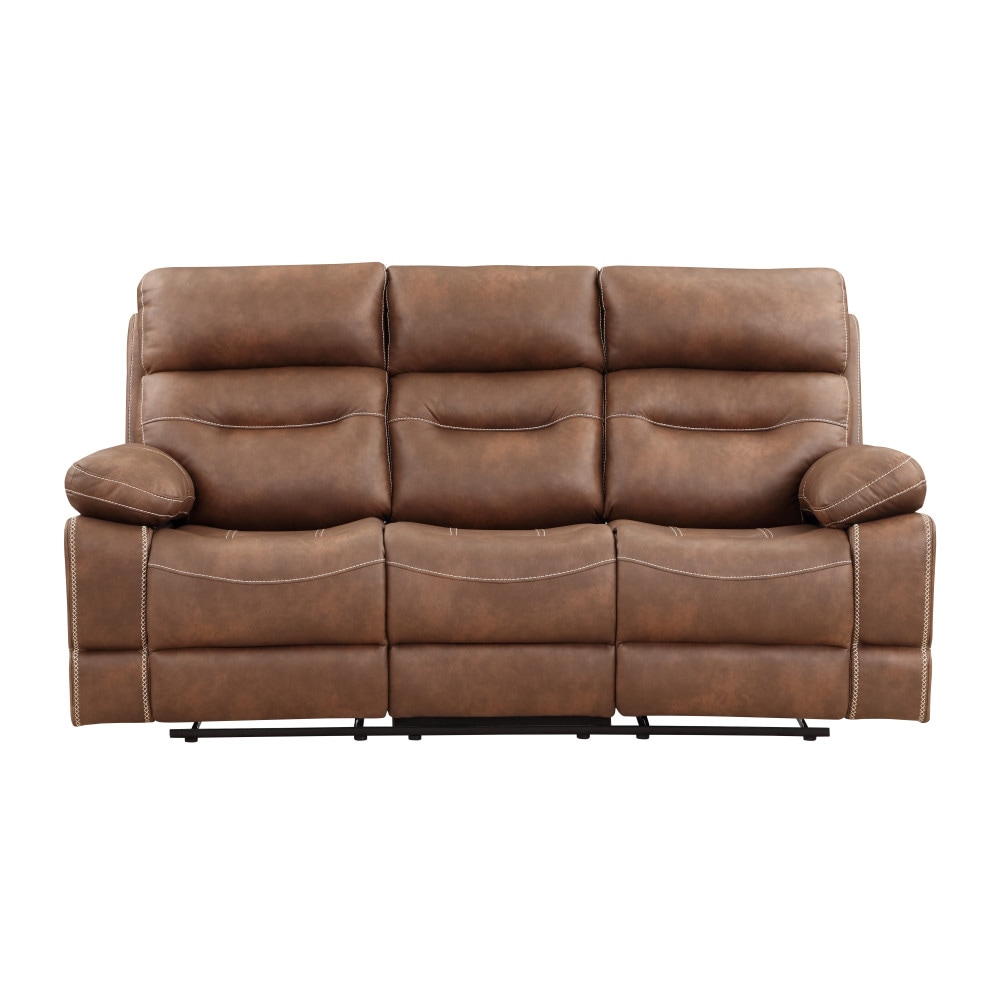 Steve Silver RUD800SN 83-in W Casual Chestnut Brown Suede 3-seater Reclining Sofa