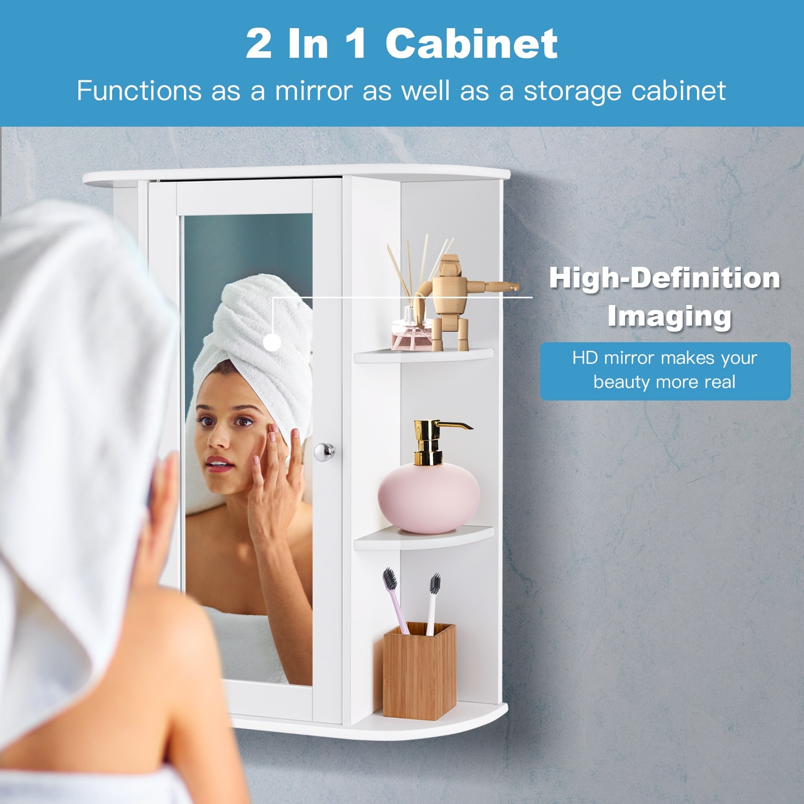 WELLFOR OUG58718WH Bathroom-Medicine-Cabinets - View #3