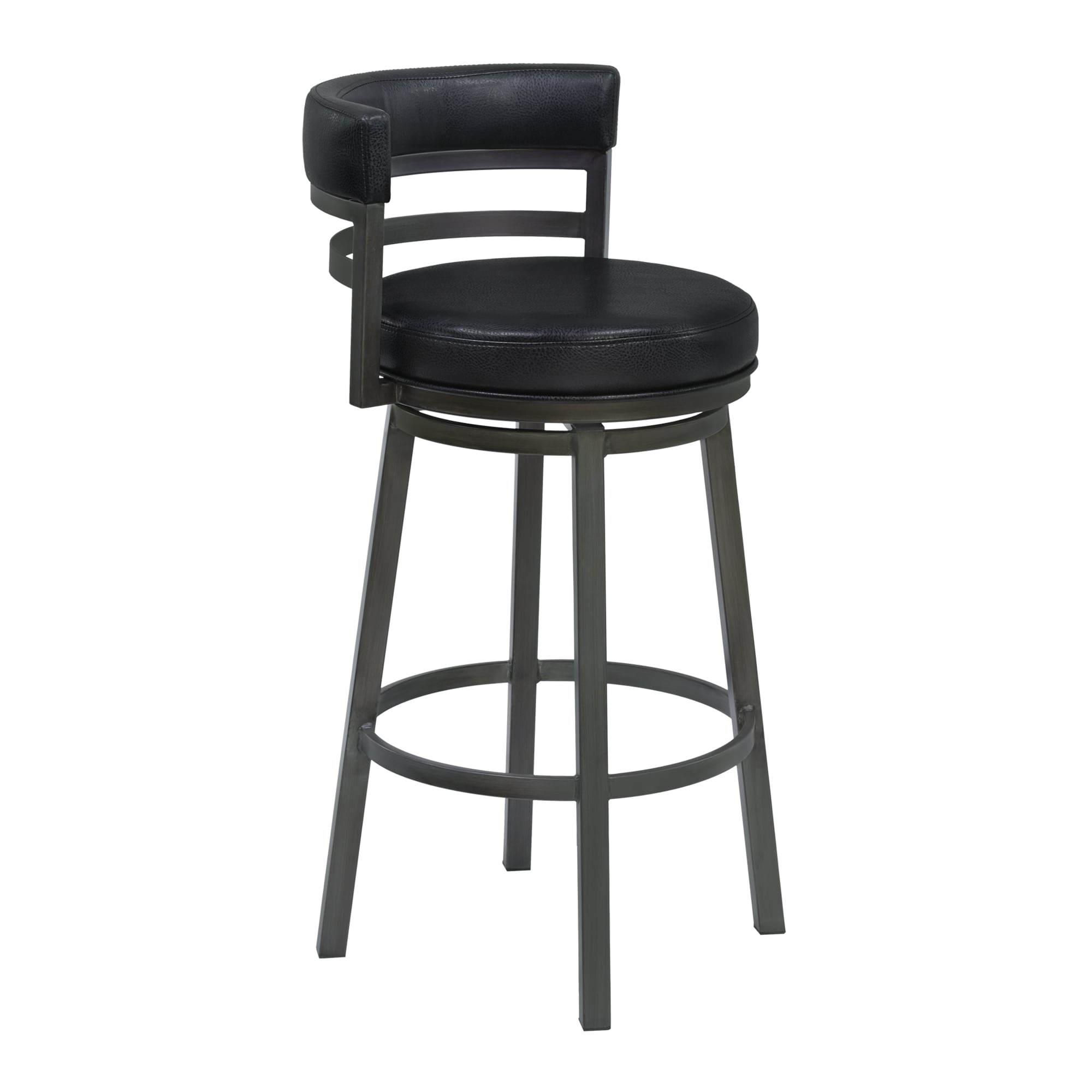 Armen Living 721535746880 Mineral Finish 30.0-in H Bar height Bucket seat Upholstered Swivel Metal Bar Stool with Arms