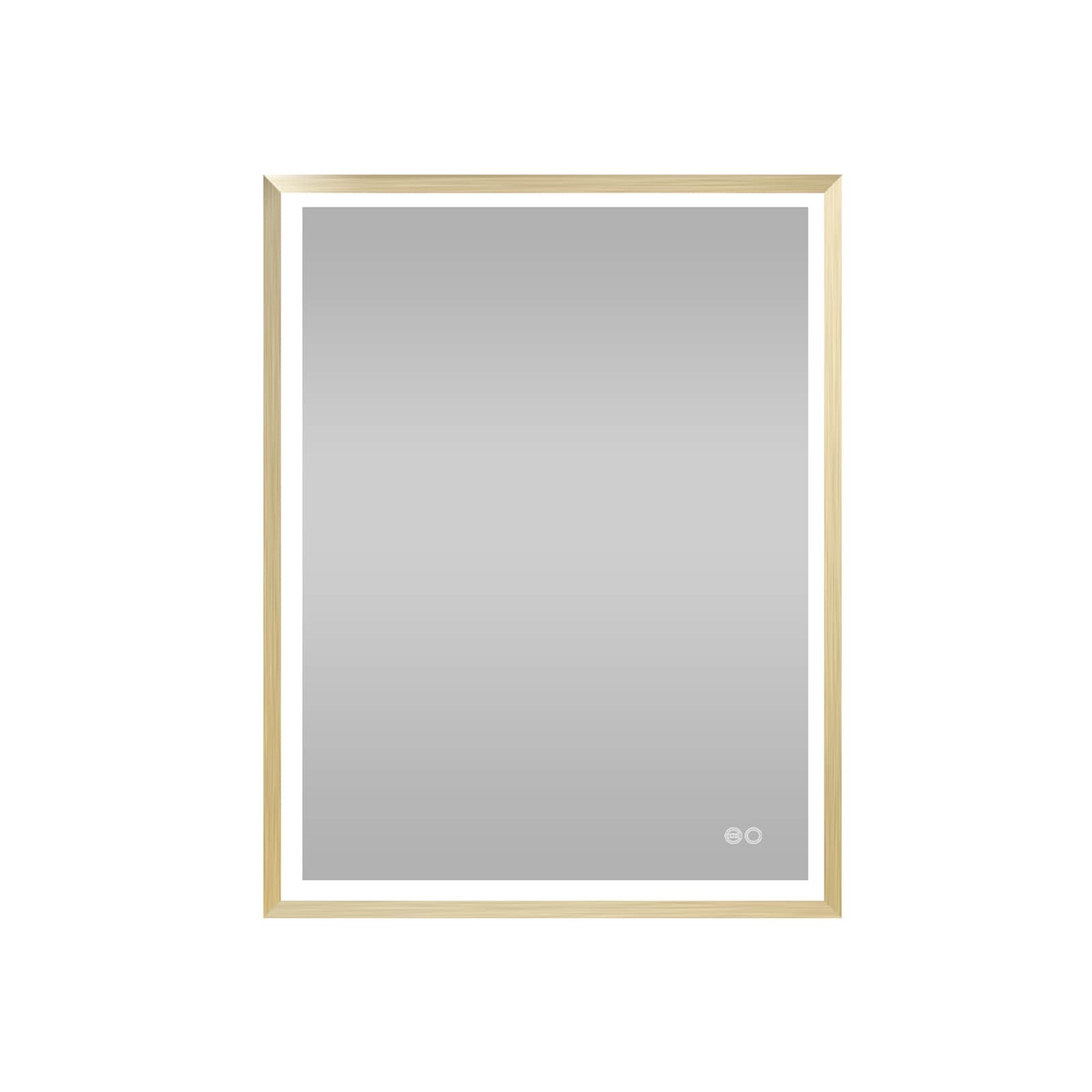 Forclover HE-31M4024 24-in x 32-in Beveled Rectangle Dimmable Lighted Fog Free Bathroom Vanity Mirror ( Gold )