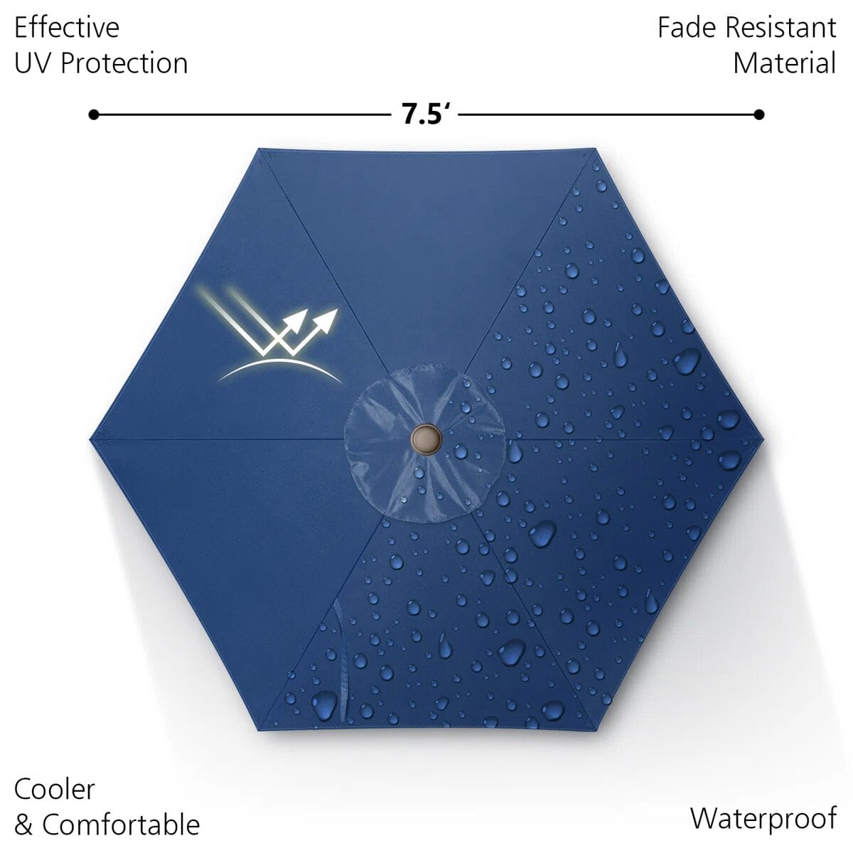 GARSING 7.5FT-NAVY BLUE Umbrellas-2 - View #3