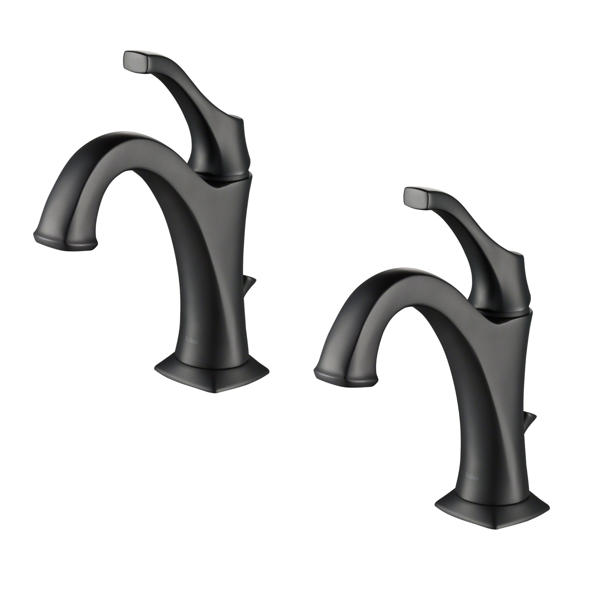 Kraus KBF-1201MB-2PK Arlo Matte Black Single hole 1-handle WaterSense Mid-arc Commercial/Residential Handle Bathroom Sink Faucet with Drain with Deck Plate 2 -Pack